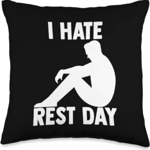 Hate Rest Day Bodybuilding For A Gym Muscle Workout Lover Throw Pillow