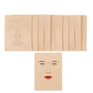 Tattoo Face Practice Skin - Microblading Practice Skin 10pcs 3D Face Practice Skin Silicone Permanent Makeup Practice Face, for Eyebrow Lip Tattoo Practice and Makeup Training