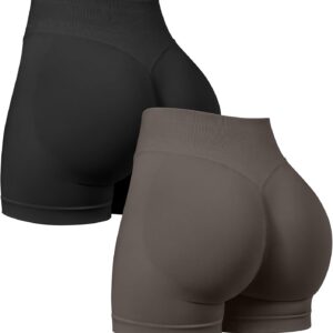 OQQ Women 2 Piece Workout Shorts Butt Lifting High Waist Yoga Athletic Gym Seamless Shorts