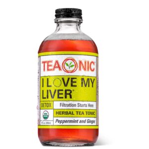 TEAONIC I Love My Liver Detox Tea, Ginger, Hibiscus, Dandelion, 100% Organic Sugar-Free Herbal Detox Tea, 8 Fl. Oz Each, Pack of 12