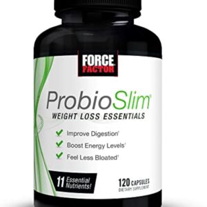 FORCE FACTOR ProbioSlim Weight Loss Essentials Complete Daily Digestive Health and Weight Loss Probiotic Supplement for Women and Men with Electrolytes and Green Tea Extract, 120 Capsules