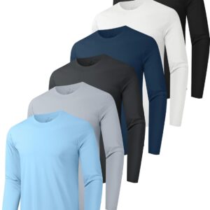 6 Pack Men's Quick Dry Long Sleeve Shirts UPF 50+ UV Sun Protection SPF Shirt Moisture Wicking T-Shirt for Casual Workout