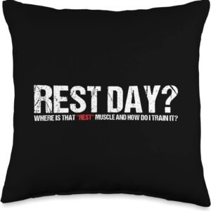 Rest Day A Workout Muscle Humor For A Gym Lover Throw Pillow