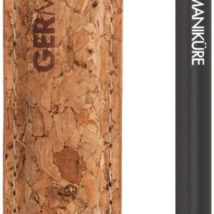 GERMANIKURE Black Glass Cuticle Stick in Cork Sleeve - Ethically Made in Czech Republic - Cuticle Pusher & Remover, Callous & Dry Skin Fingertip File, Nail Shaper