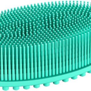 Metene Silicone Exfoliating Body Scrubber with Loop, Soft Silicone Loofah for Shower and Bath Skincare Routine (Green)