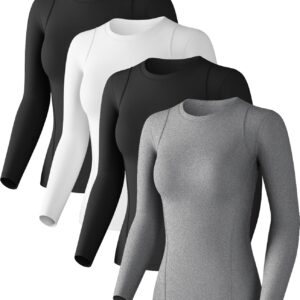 Compression Shirts Woman Long Sleeve Athletic Workout Tops Cool Dry Sun Protection Baselayer for Gym Yoga Running Gear