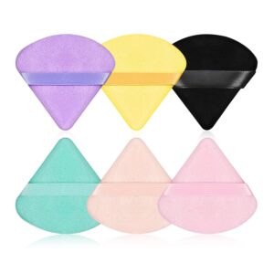 Powder Puff,6 Pcs Velour Triangle Powder Puffs for Wet and Dry Cosmetics Application Reusable Makeup Tools