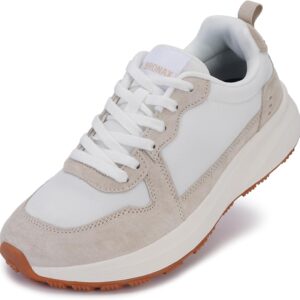 BRONAX Womens Wide Toe Box Athletic Casual Shoes | Suede-Detail Classic Design Sneakers