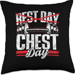 Rest Day Chest Day Workout Weightlifting Gym Chest Day Throw Pillow