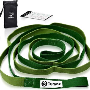 Tumaz Stretching Strap - 10 Loops & Non-Elastic Yoga Strap - The Perfect Home Workout Stretch Strap for Physical Therapy, Yoga, Pilates, Flexibility - [Extra Thick, Durable, Soft]