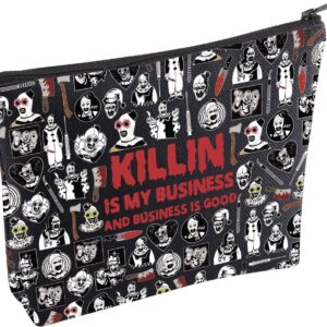 Clown Movie Merchandise Inspired Makeup Bag Killer Clown Cosmetic Bag Horror Movie Lover Gift Art Gift Scary Clown Character Gift (KillinMupBlk)